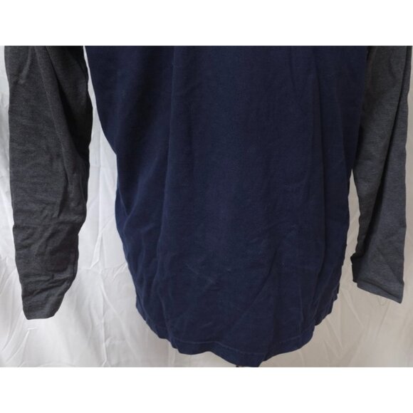 Nautica Jeans Co Mens M Blue Grey Yellow Logo Long Sleeve Heavy Spellout T-Shirt - Picture 11 of 13